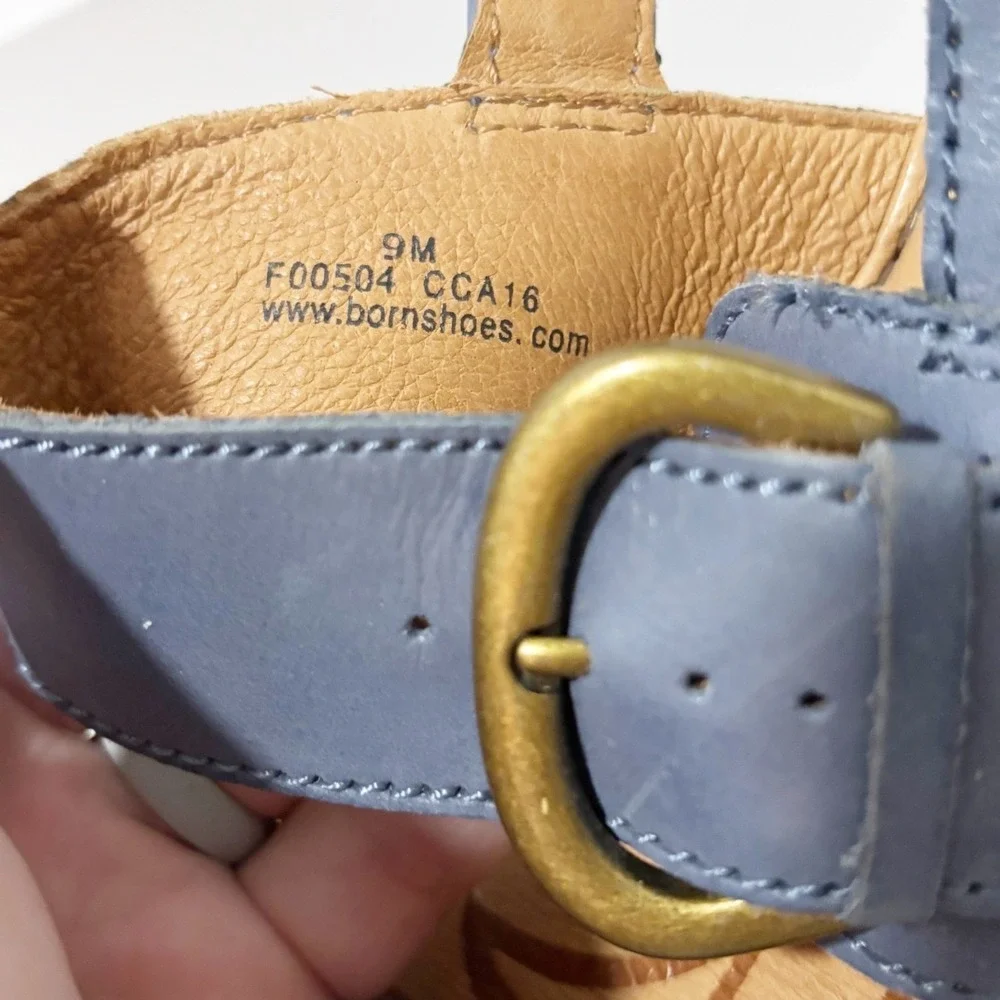 Born Slate Blue Leather Wedge Sandals